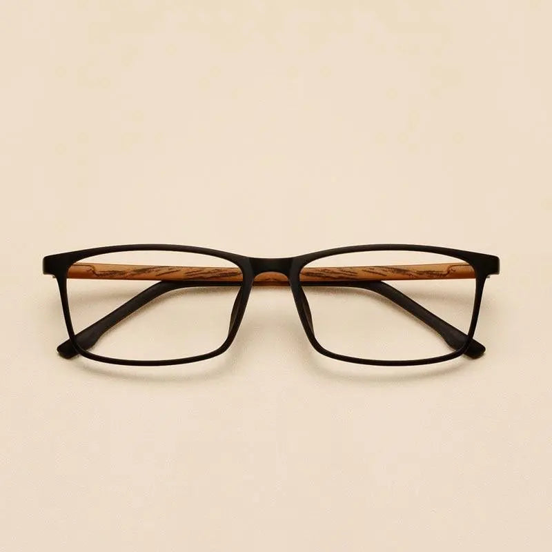 Yimaruili Unisex Full Rim Imitation Wood Grain Resin Frame Eyeglasses 98056 - Black brown