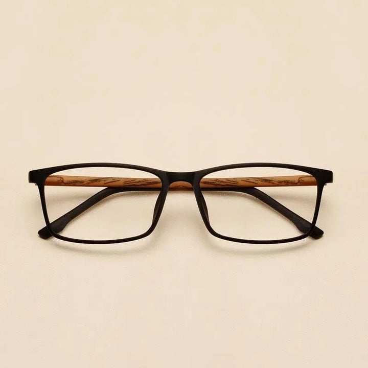 Yimaruili Unisex Full Rim Imitation Wood Grain Resin Frame Eyeglasses 98056 - Black brown