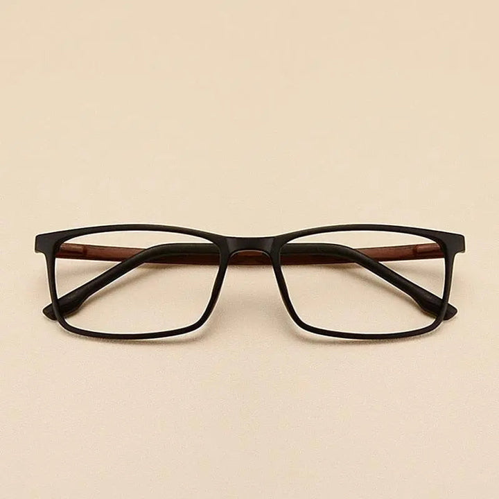 Yimaruili Unisex Full Rim Imitation Wood Grain Resin Frame Eyeglasses 98056 - Black coffee