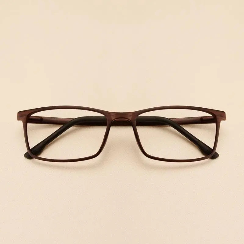 Yimaruili Unisex Full Rim Imitation Wood Grain Resin Frame Eyeglasses 98056 - Brown