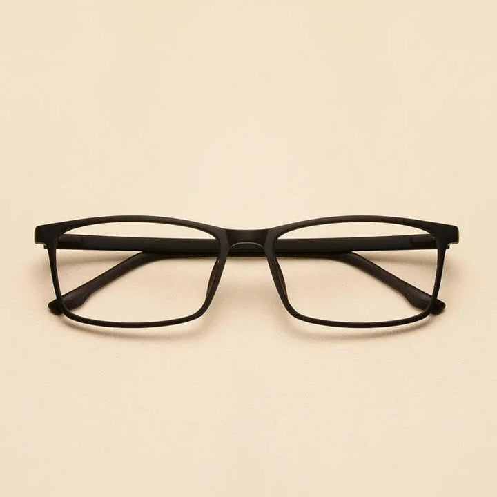 Yimaruili Unisex Full Rim Imitation Wood Grain Resin Frame Eyeglasses 98056 - Matte Black