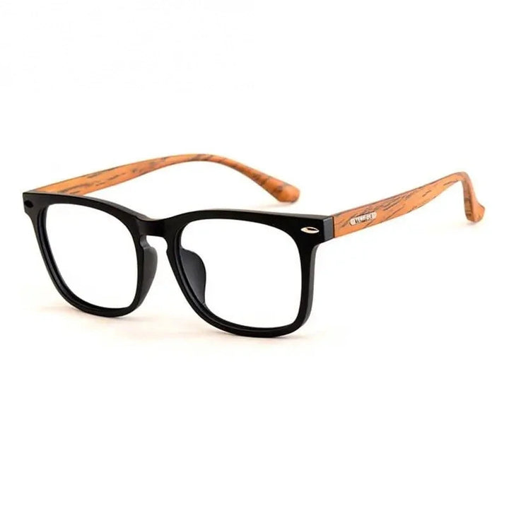 Yimaruili Unisex Full Rim Imitation Wood Resin Frame Eyeglasses 98028 - Black Brown
