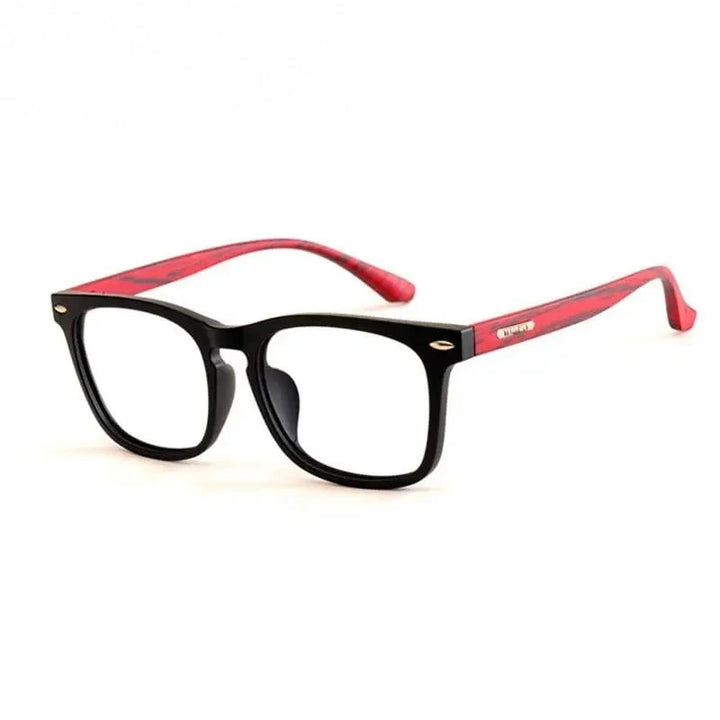 Yimaruili Unisex Full Rim Imitation Wood Resin Frame Eyeglasses 98028 - Black Red