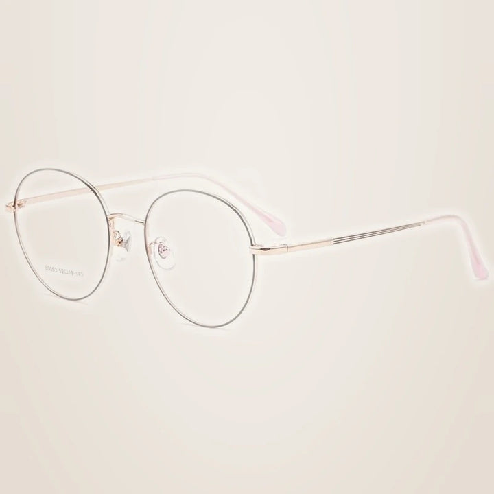 Yimaruili Unisex Full Rim Large Round Titanium Alloy Eyeglasses 80053 - Black Rose Gold