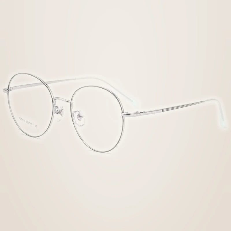 Yimaruili Unisex Full Rim Large Round Titanium Alloy Eyeglasses 80053 - Black Silver