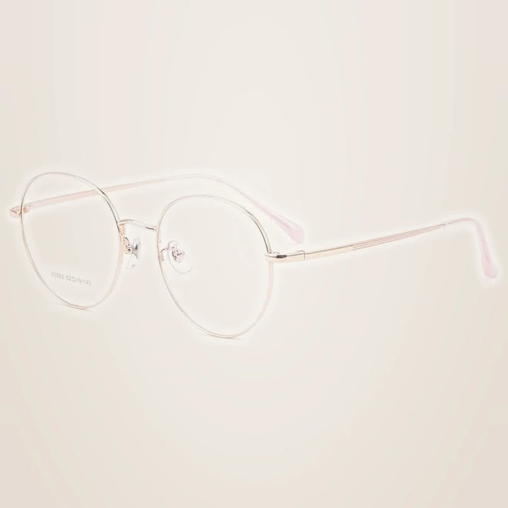 Yimaruili Unisex Full Rim Large Round Titanium Alloy Eyeglasses 80053 - Rose Gold