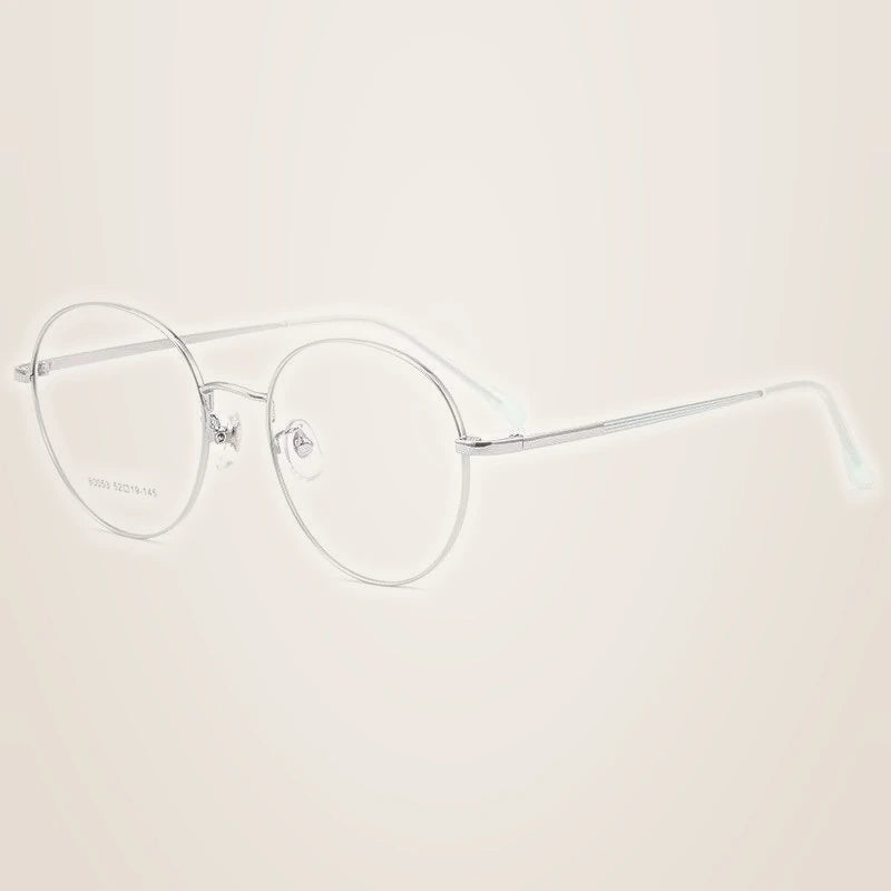 Yimaruili Unisex Full Rim Large Round Titanium Alloy Eyeglasses 80053 - Silver