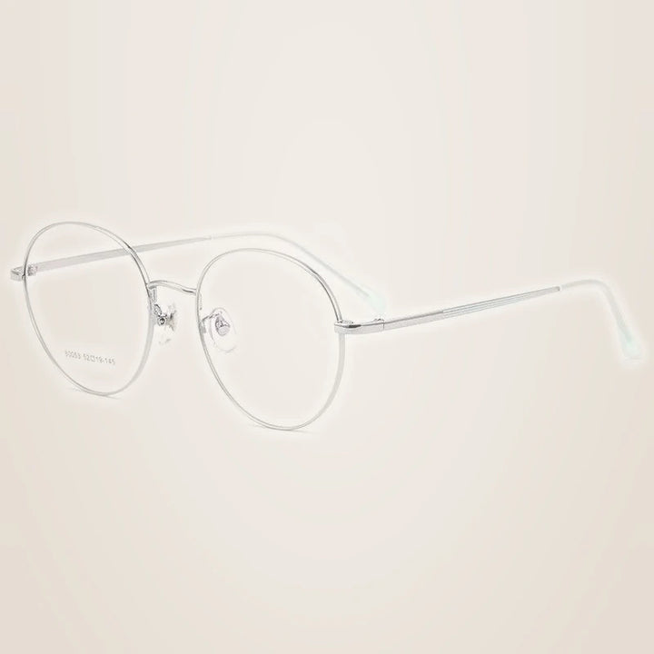Yimaruili Unisex Full Rim Large Round Titanium Alloy Eyeglasses 80053 - Silver