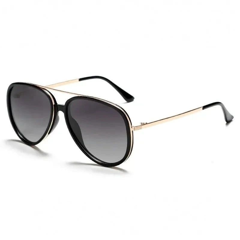 Yimaruili Unisex Full Rim Oval Double Bridge Alloy Sunglasses 28481 - C4