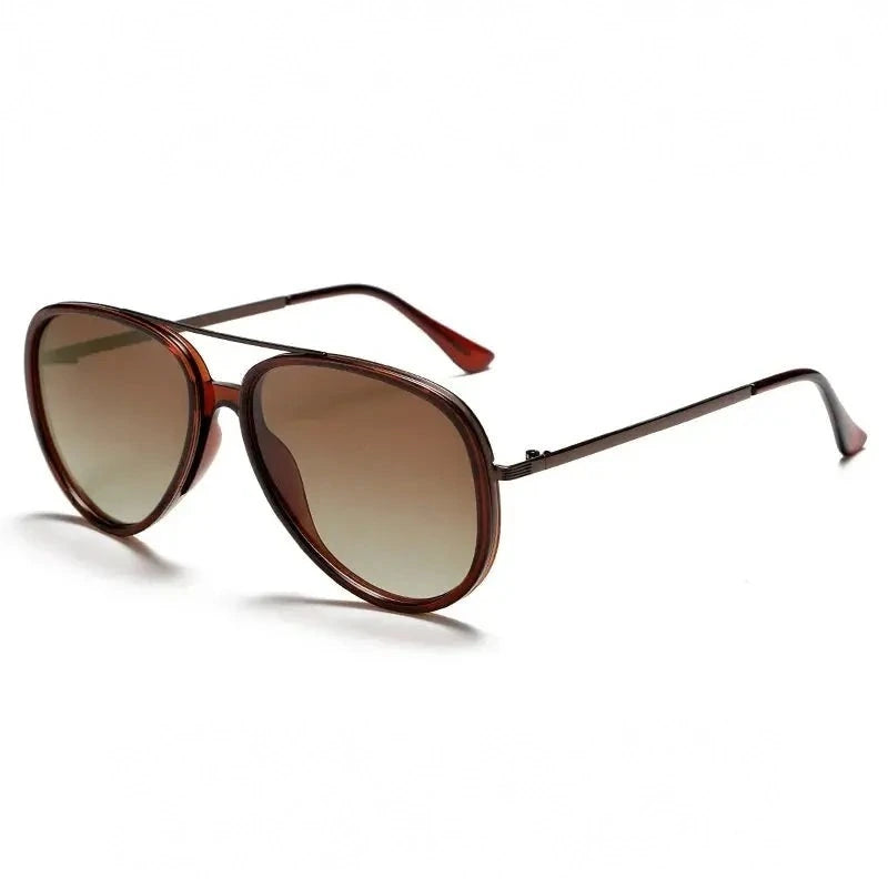 Yimaruili Unisex Full Rim Oval Double Bridge Alloy Sunglasses 28481 - C6