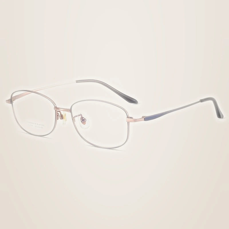 Yimaruili Unisex Full Rim Oval Pure Titanium Eyeglasses C7023 - Blue Rose Gold
