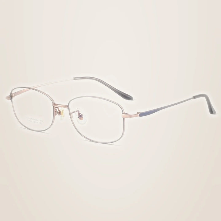 Yimaruili Unisex Full Rim Oval Pure Titanium Eyeglasses C7023 - Blue Rose Gold