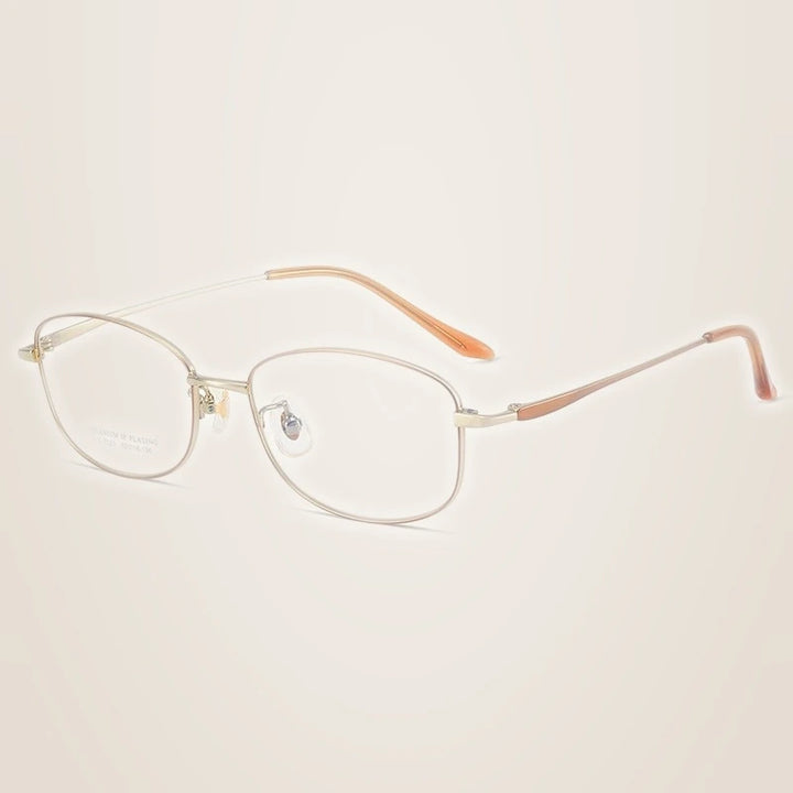 Yimaruili Unisex Full Rim Oval Pure Titanium Eyeglasses C7023 - Coffee Gold