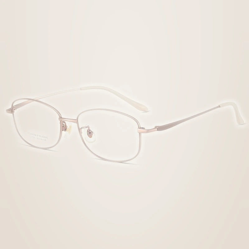 Yimaruili Unisex Full Rim Oval Pure Titanium Eyeglasses C7023 - Milk Tea Rose Gold