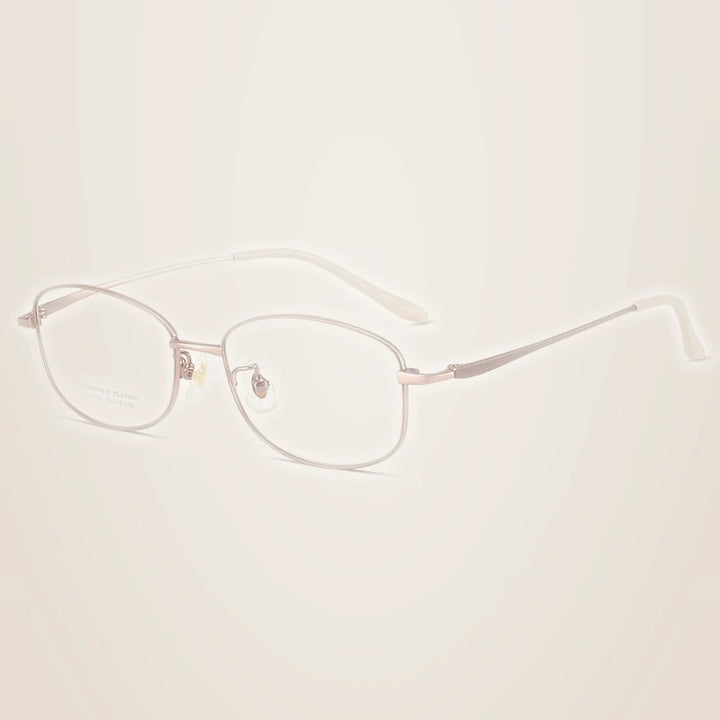 Yimaruili Unisex Full Rim Oval Pure Titanium Eyeglasses C7023 - Milk Tea Rose Gold