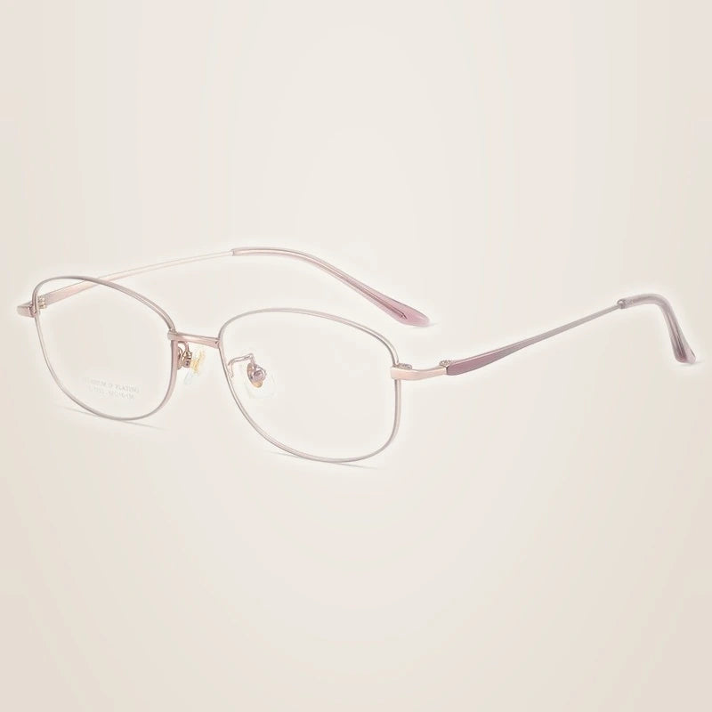 Yimaruili Unisex Full Rim Oval Pure Titanium Eyeglasses C7023 - Purple Rose Gold