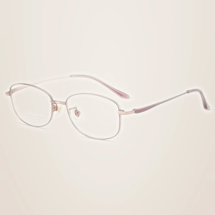 Yimaruili Unisex Full Rim Oval Pure Titanium Eyeglasses C7023 - Purple Rose Gold