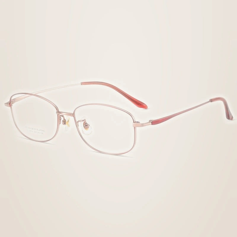 Yimaruili Unisex Full Rim Oval Pure Titanium Eyeglasses C7023 - Red Rose Gold