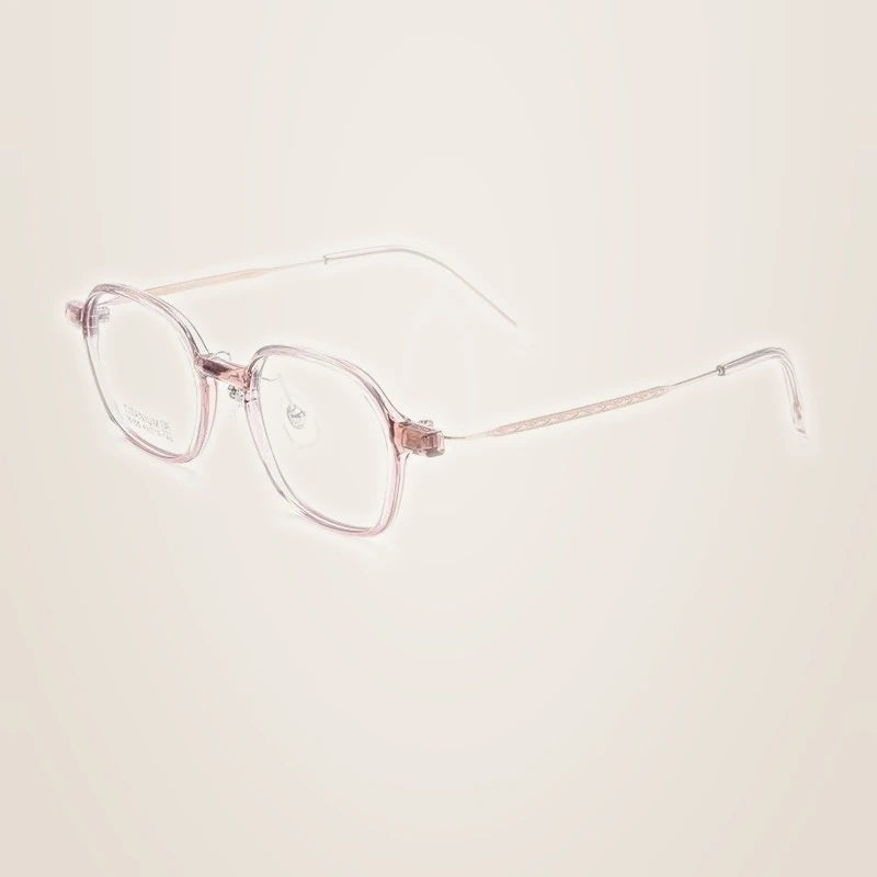 Yimaruili Unisex Full Rim Polygon Tr 90 Titanium Eyeglasses  Y16105 - Pink Rose Gold