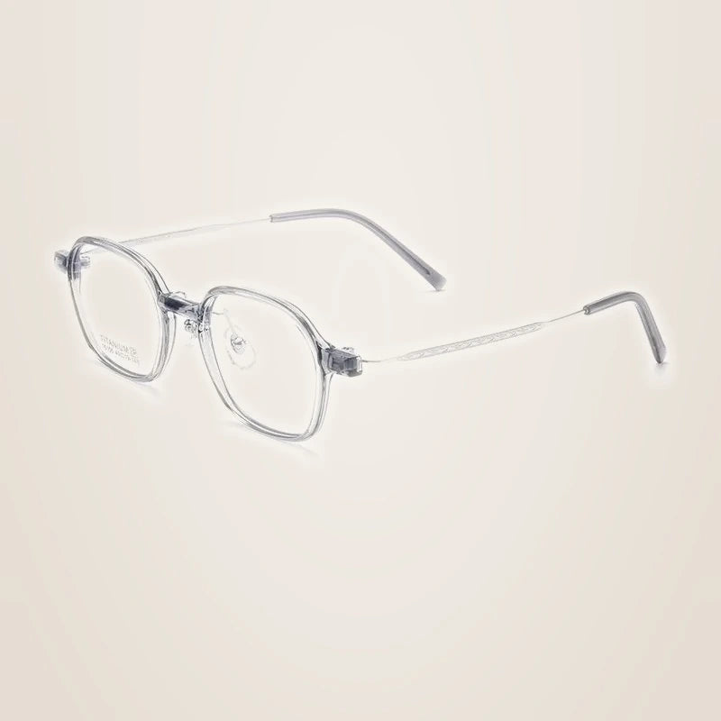 Yimaruili Unisex Full Rim Polygon Tr 90 Titanium Eyeglasses  Y16105 - Transparent Gray