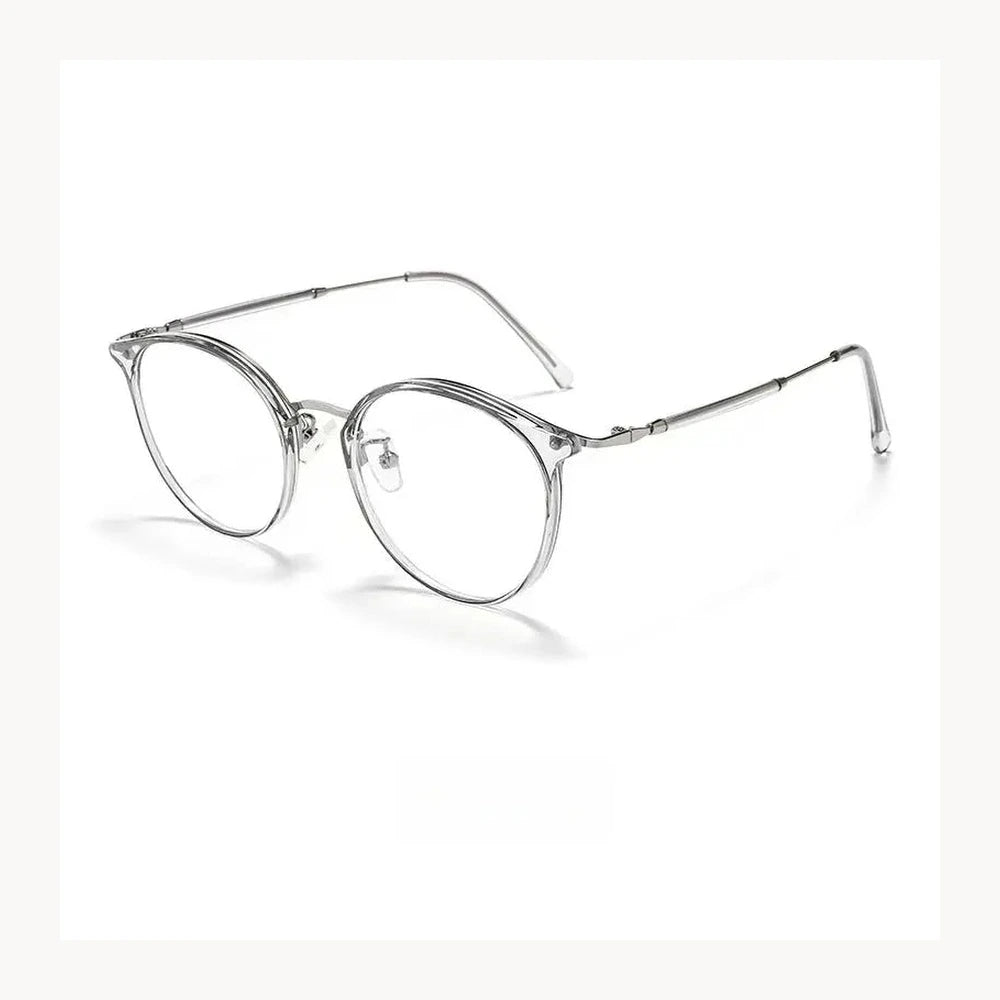 Yimaruili Unisex Full Rim Round Oval Tr 90 Alloy Eyeglasses 22642 - Transparent Gold