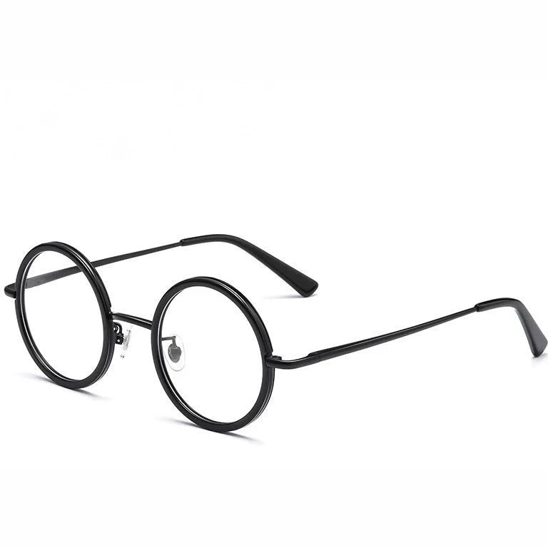 Yimaruili Unisex Full Rim Round Pure Titanium Eyeglasses A8068/A8069 - Big Black