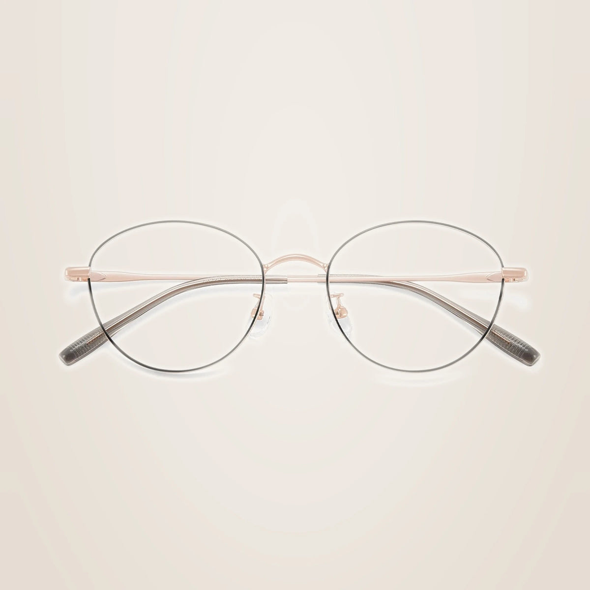 Yimaruili Unisex Full Rim Round Pure Titanium Eyeglasses 58272 - Black Rose Gold