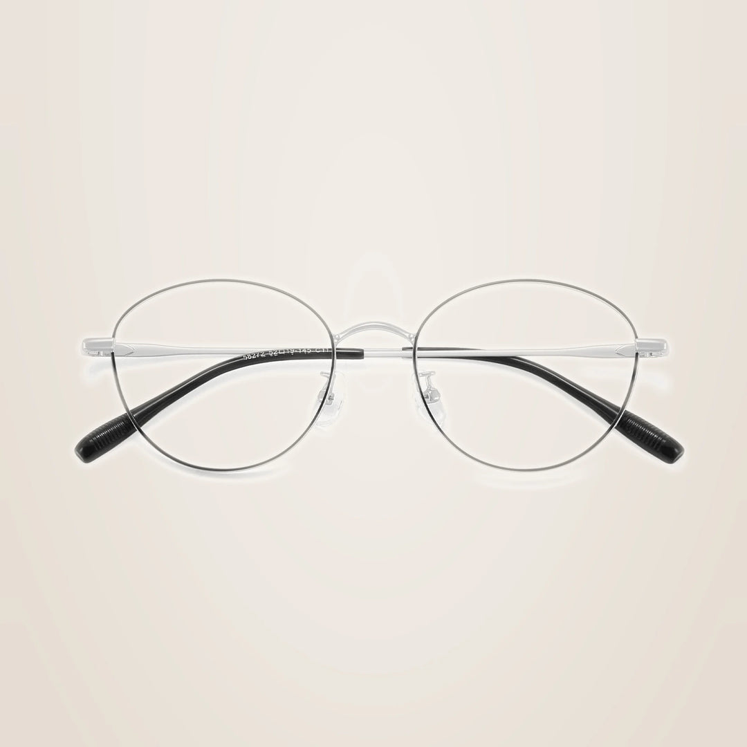 Yimaruili Unisex Full Rim Round Pure Titanium Eyeglasses 58272 - Black Silver