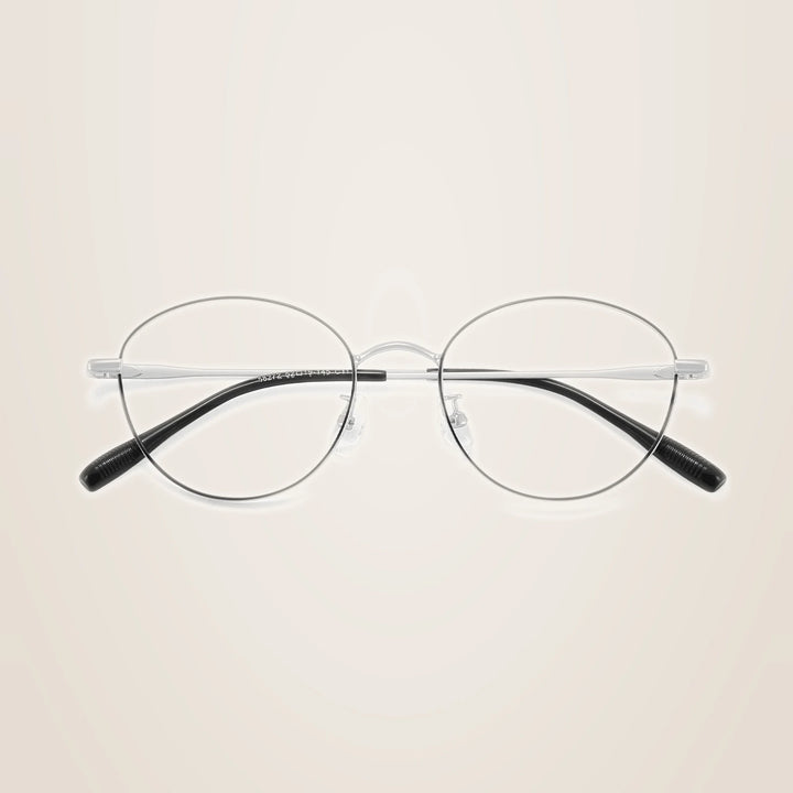 Yimaruili Unisex Full Rim Round Pure Titanium Eyeglasses 58272 - Black Silver