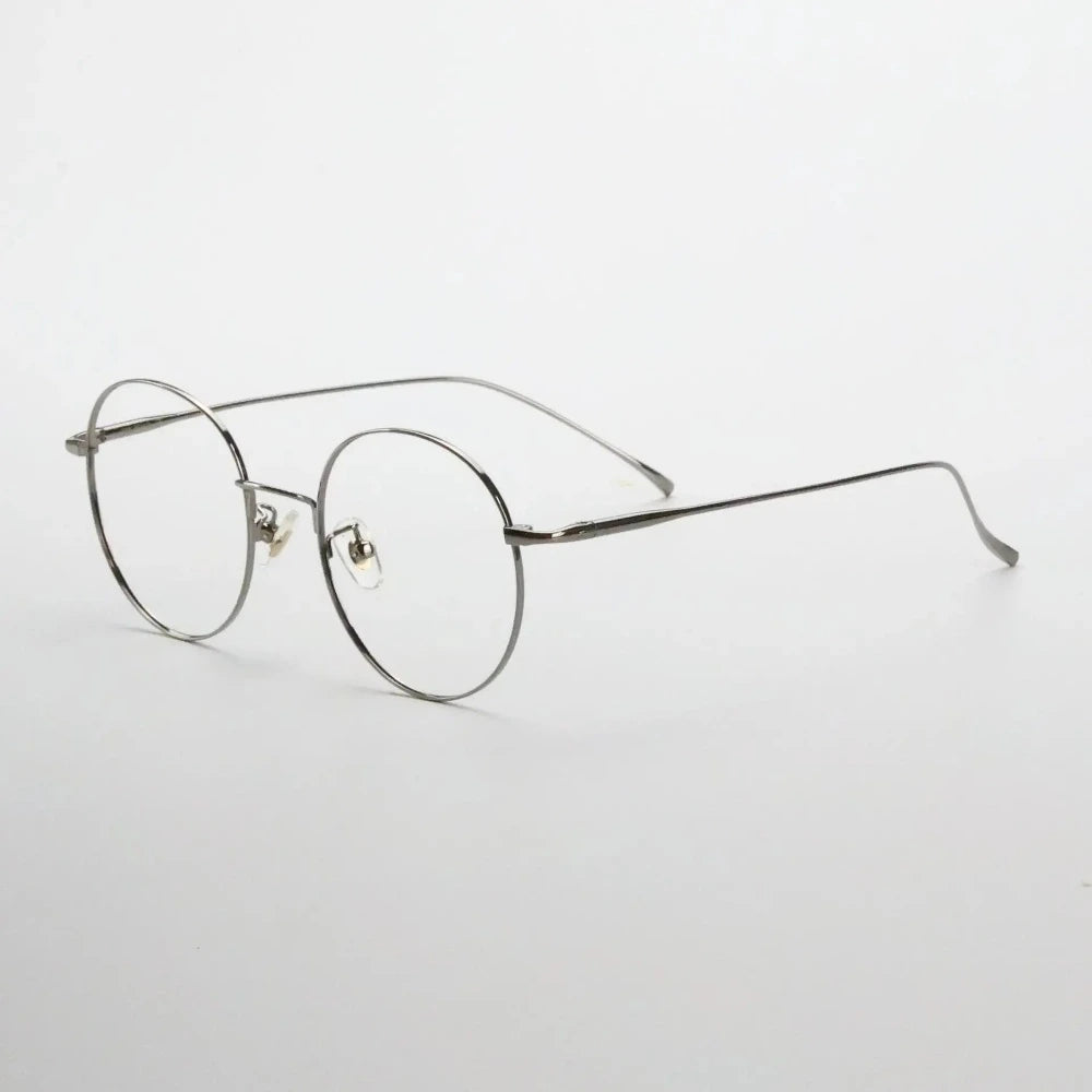 Yimaruili Unisex Full Rim Round Pure Titanium Eyeglasses 177575 - Gold