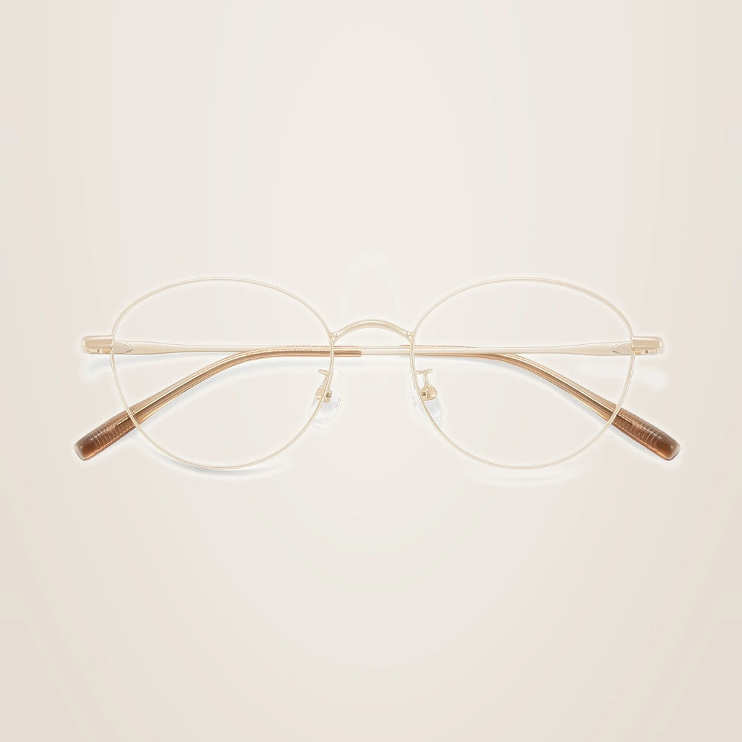 Yimaruili Unisex Full Rim Round Pure Titanium Eyeglasses 58272 - Gold