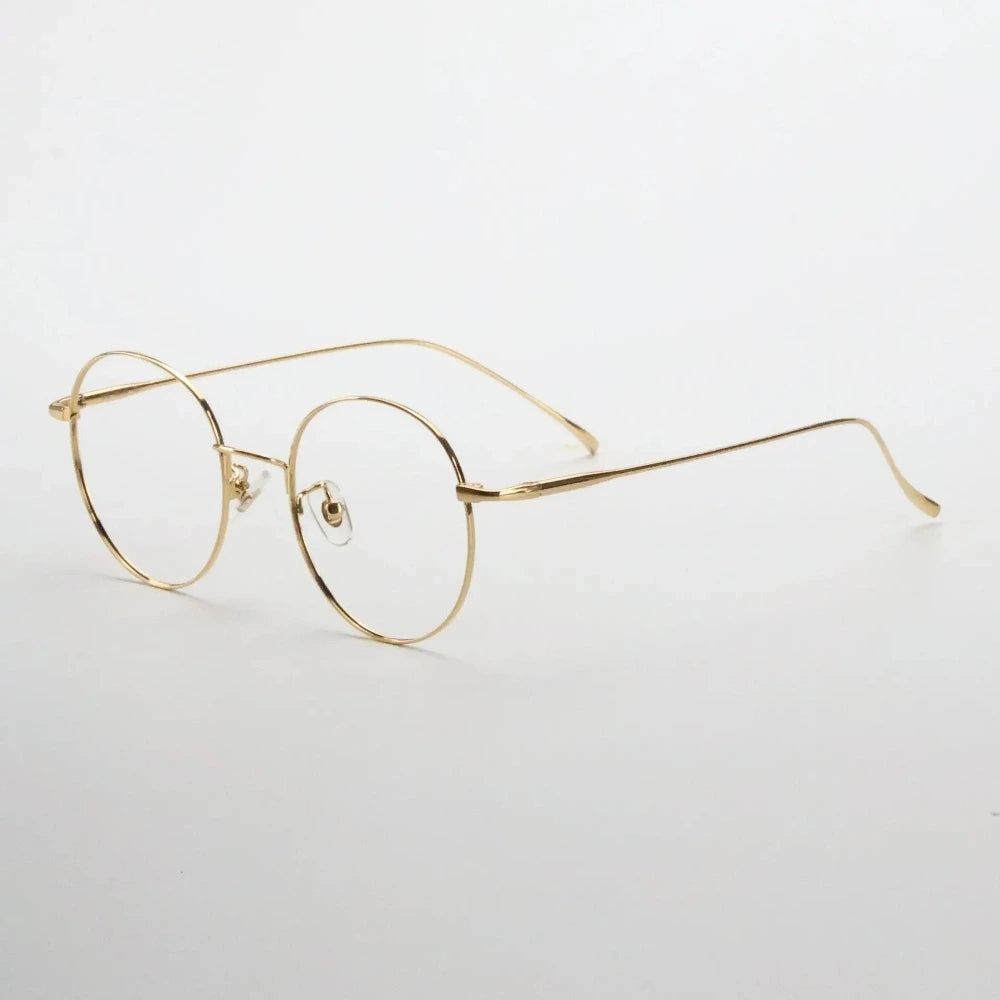 Yimaruili Unisex Full Rim Round Pure Titanium Eyeglasses 177575 - Gun