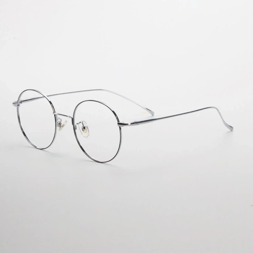 Yimaruili Unisex Full Rim Round Pure Titanium Eyeglasses 177575 - Rose Gold
