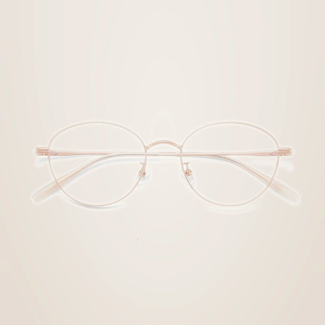 Yimaruili Unisex Full Rim Round Pure Titanium Eyeglasses 58272 - Rose Gold