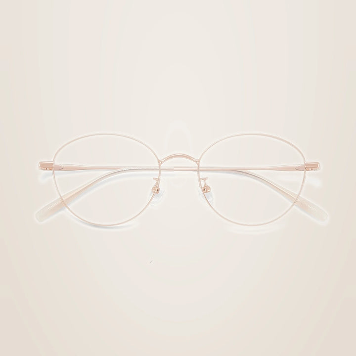 Yimaruili Unisex Full Rim Round Pure Titanium Eyeglasses 58272 - Rose Gold