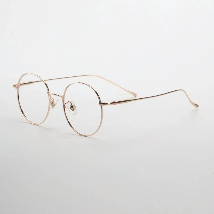 Yimaruili Unisex Full Rim Round Pure Titanium Eyeglasses 177575 - Silver Black