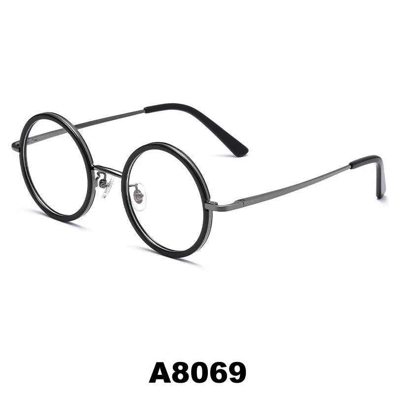 Yimaruili Unisex Full Rim Round Pure Titanium Eyeglasses A8068/A8069 - Size Chart