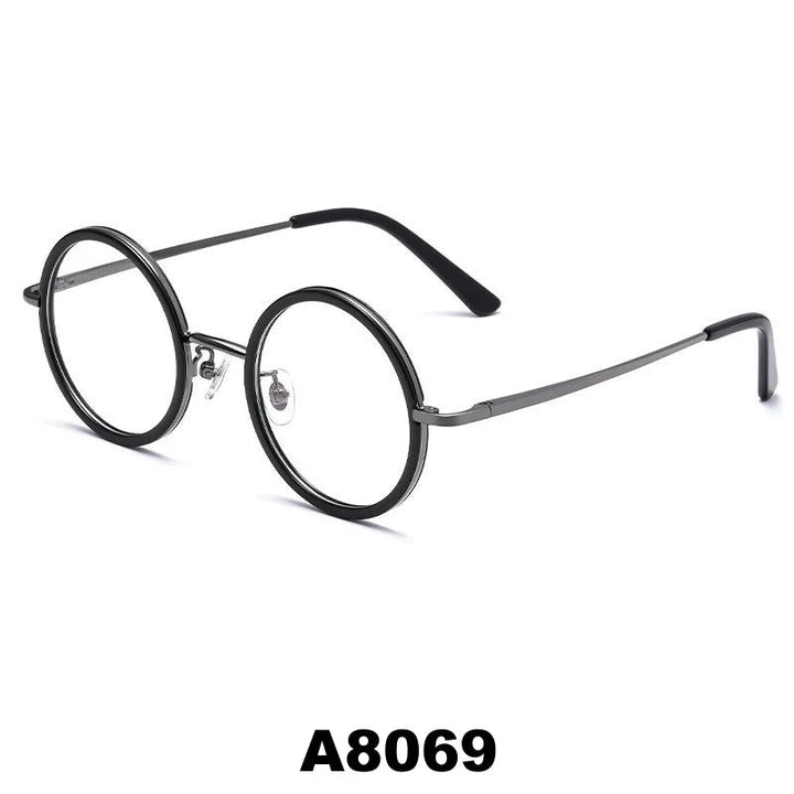 Yimaruili Unisex Full Rim Round Pure Titanium Eyeglasses A8068/A8069 - Size Chart