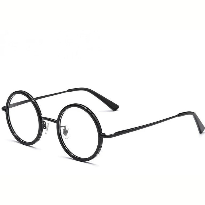 Yimaruili Unisex Full Rim Round Pure Titanium Eyeglasses A8068/A8069 - Small Black