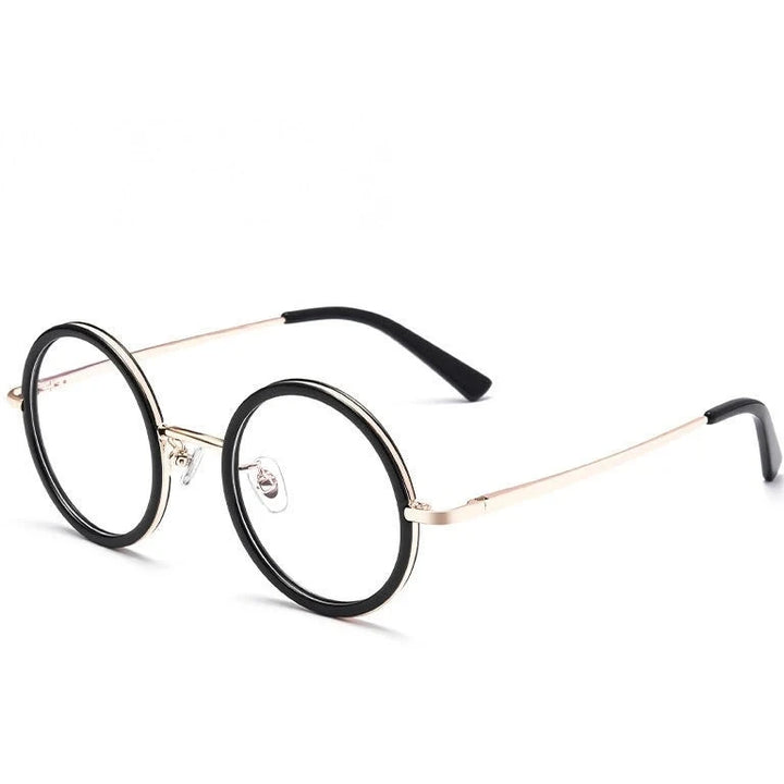 Yimaruili Unisex Full Rim Round Pure Titanium Eyeglasses A8068/A8069 - Small Gold