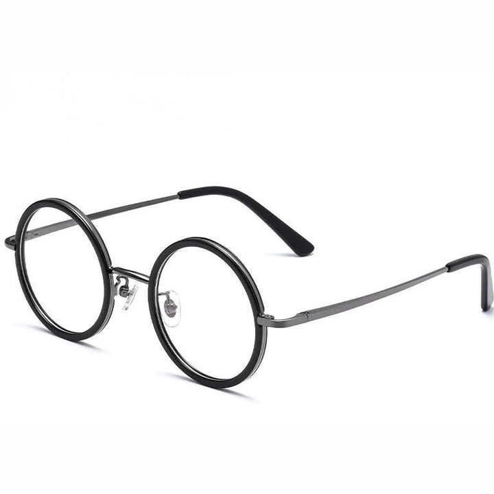 Yimaruili Unisex Full Rim Round Pure Titanium Eyeglasses A8068/A8069 - Small Gun