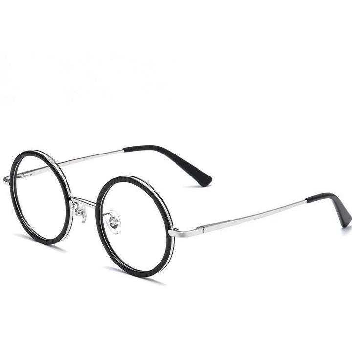 Yimaruili Unisex Full Rim Round Pure Titanium Eyeglasses A8068/A8069 - Small Silver