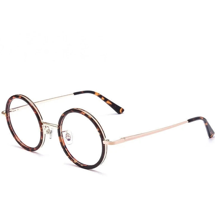 Yimaruili Unisex Full Rim Round Pure Titanium Eyeglasses A8068/A8069 - Small Tortoiseshell