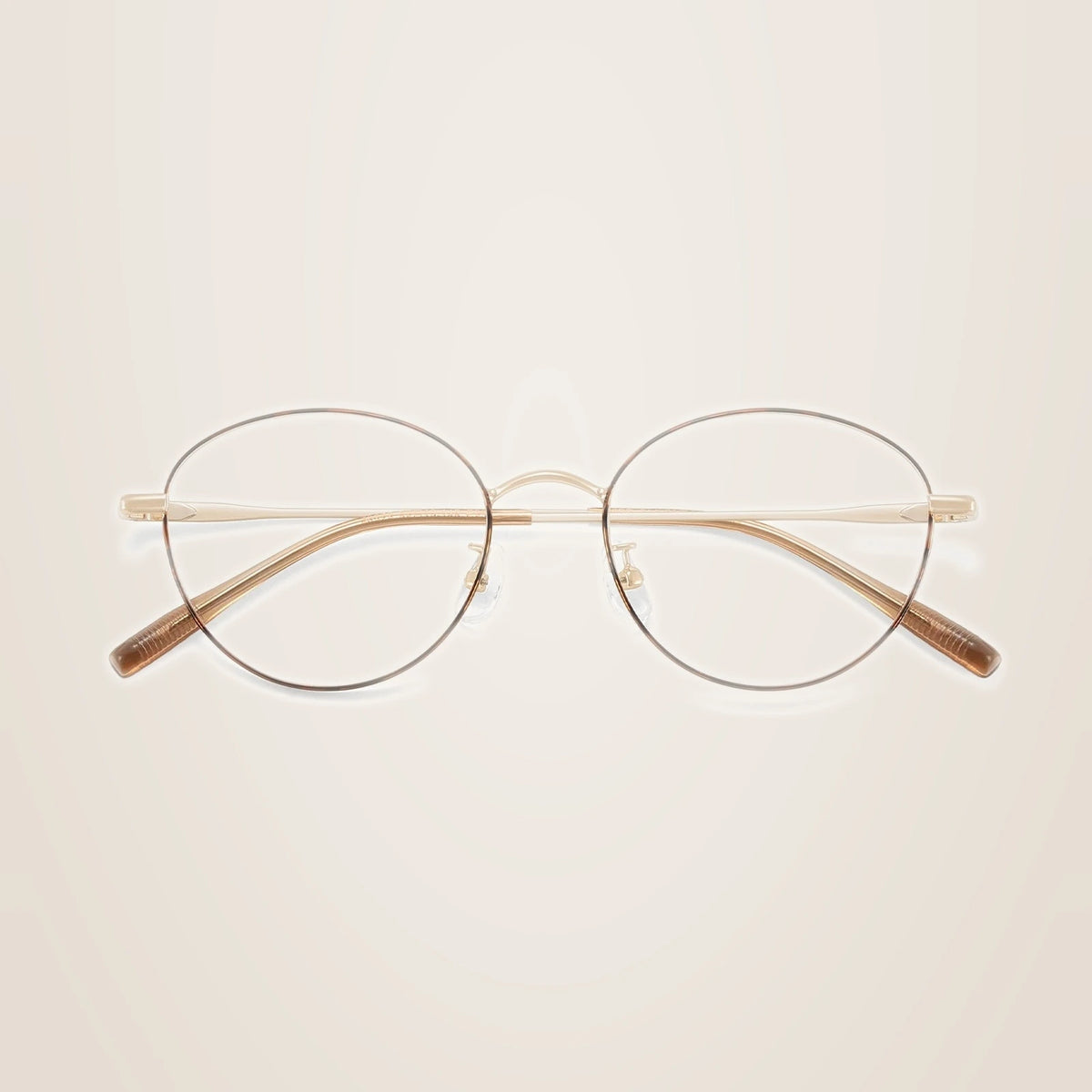 Yimaruili Unisex Full Rim Round Pure Titanium Eyeglasses 58272 - Tortoiseshell Gold