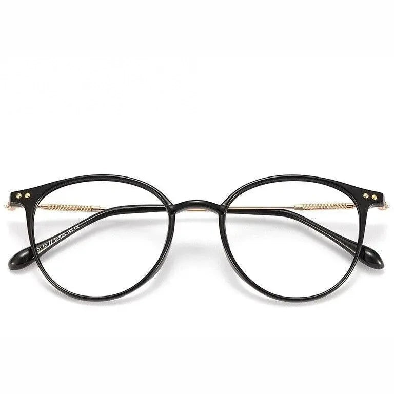 Yimaruili Unisex Full Rim Round Tr 90 Alloy Eyeglasses 90045 - Black Gold