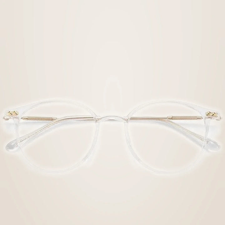 Yimaruili Unisex Full Rim Round Tr 90 Alloy Eyeglasses 90045 - Transparent