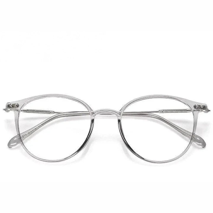 Yimaruili Unisex Full Rim Round Tr 90 Alloy Eyeglasses 90045 - Transparent Gray