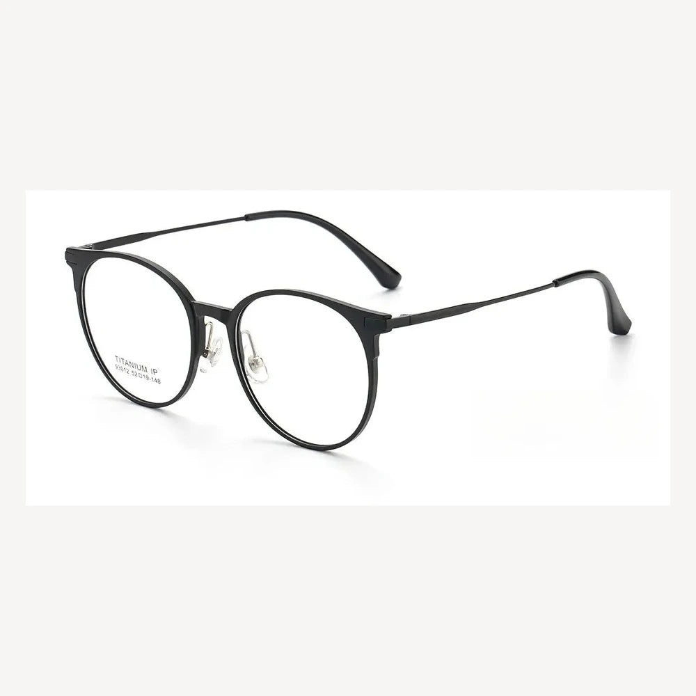 Yimaruili Unisex Full Rim Round Tr 90 Titanium Eyeglasses Clip On Sunglasses Y93012 - Black