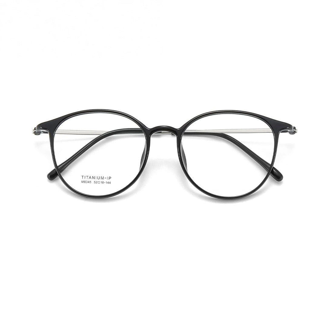 Yimaruili Unisex Full Rim Round TR-90 Titanium Eyeglasses M8345 - C1