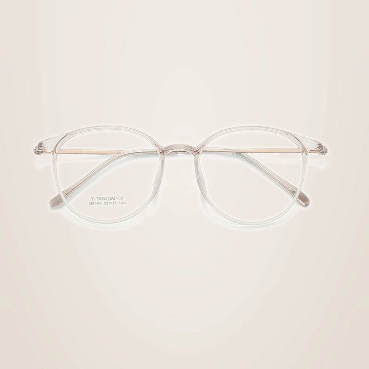 Yimaruili Unisex Full Rim Round TR-90 Titanium Eyeglasses M8345 - C4